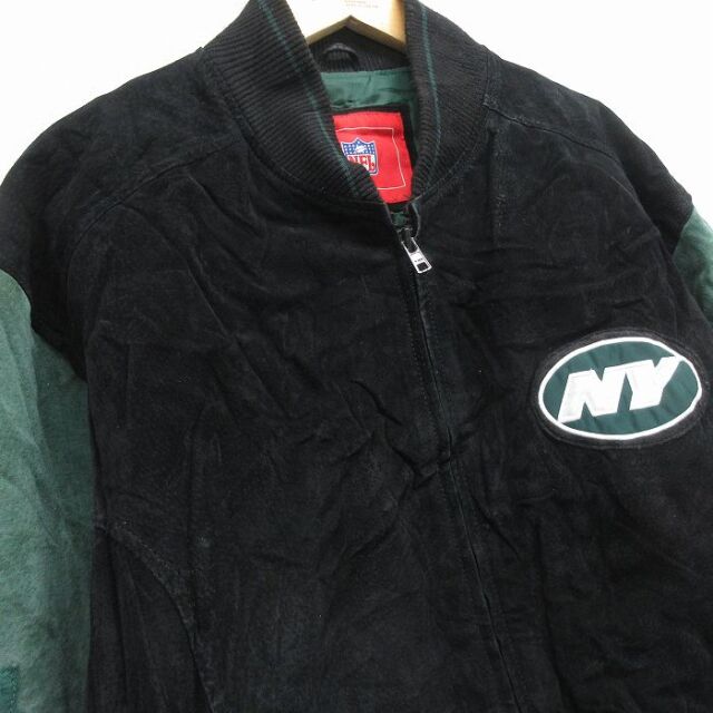 古着通販 XL☆古着 長袖 スエード レザー ジャケット メンズ NFL