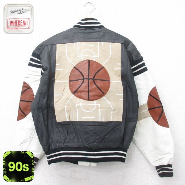 【50%OFF】バスケットボール 90s レザージャケット ブラック XL | 古着