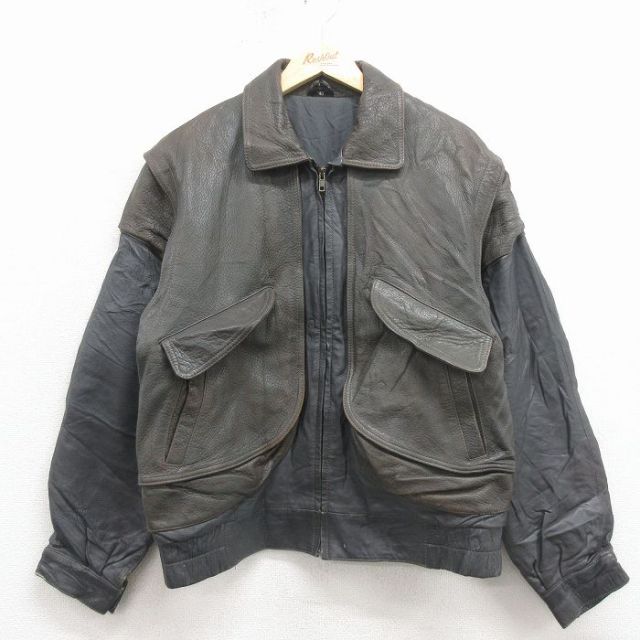 【20%OFF】ミラージュ 80s レザージャケット 内側キルティング グレー M | 古着