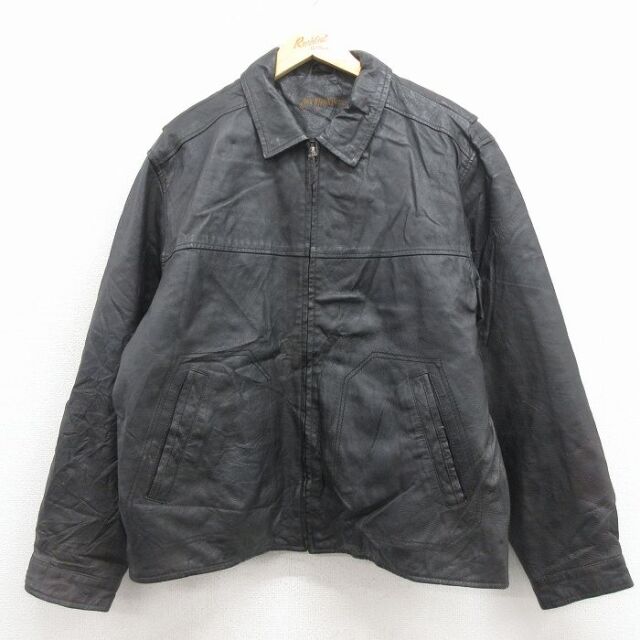 XL★古着 セントジョンズベイ 長袖 レザー ジャケット メンズ 黒 26jan24