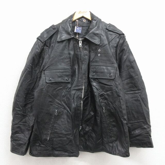 古着通販 XL☆古着 長袖 ビンテージ レザー ジャケット メンズ 70年代