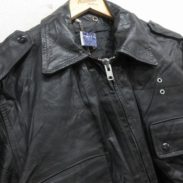 古着通販 XL☆古着 長袖 ビンテージ レザー ジャケット メンズ 70年代