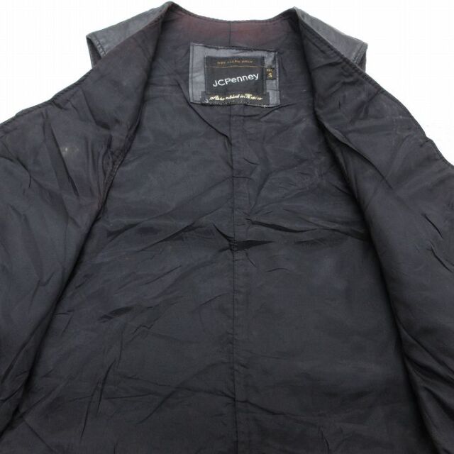 古着通販 XS☆古着 JCペニー レザーベスト メンズ 80年代 80s ブラック
