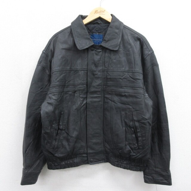 タウンクラフト 90s レザージャケット キルティング ブラック メンズXL相当 | 古着