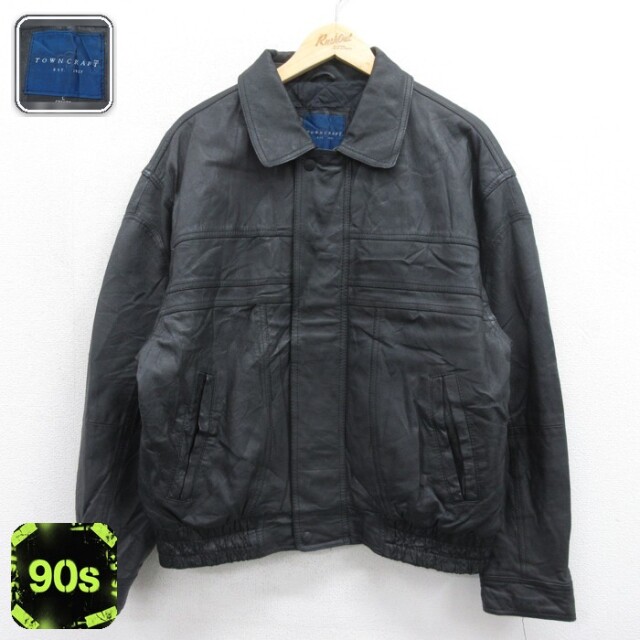 タウンクラフト 90s レザージャケット キルティング ブラック メンズXL相当 | 古着