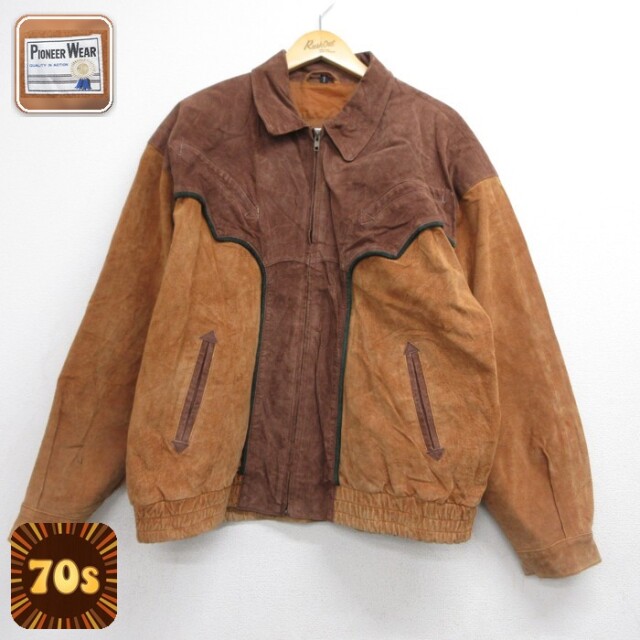 Pioneer Wear 80s レザージャケット 切り替え ブラウン メンズXL相当 | 古着