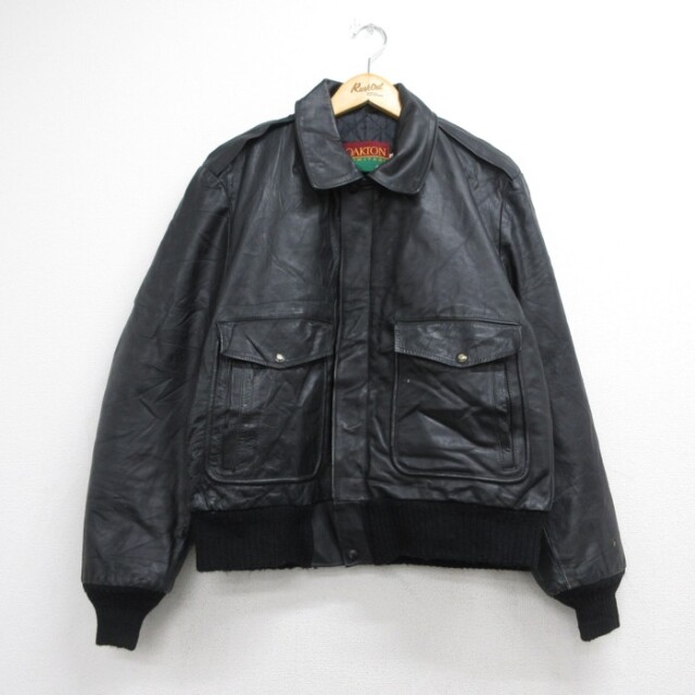 古着通販 XL☆古着 OAKTON LIMITED 長袖 レザー ジャケット メンズ 90