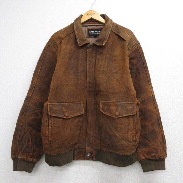 古着通販 XL☆古着 ウィルソン WILSONS 長袖 レザー ジャケット メンズ