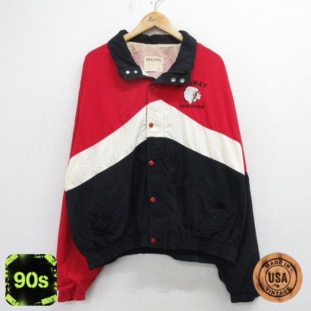 デロング 90s ナイロンジャケット RAHWAY レッド XL | 古着