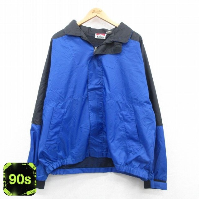 古着通販 XL☆古着 マルボロ 長袖 ナイロン ジャケット メンズ 90年代