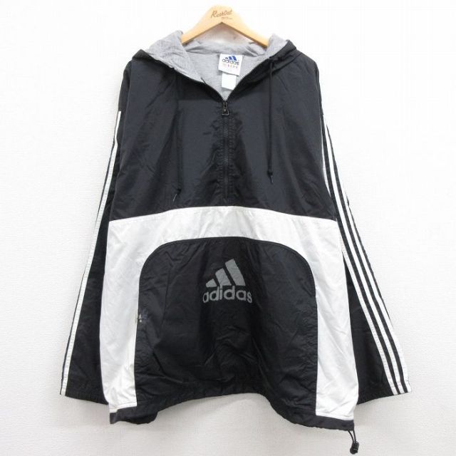 古着通販 XL☆古着 アディダス adidas 長袖 ハーフジップ ナイロン 