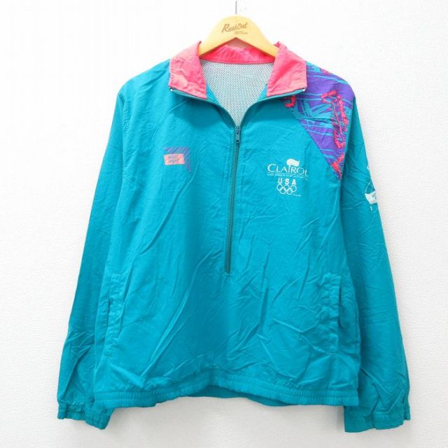 【50%OFF】90s ハーフジップナイロンジャケット USAオリンピック ライトブルー M | 古着