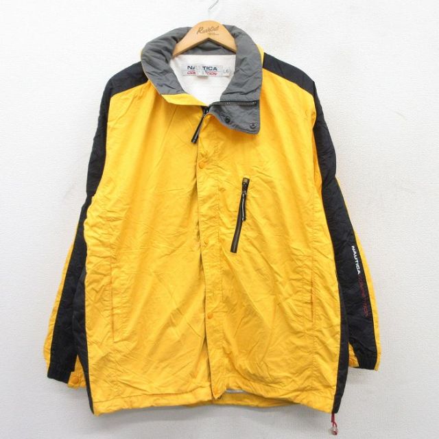 XL★古着 ノーティカ NAUTICA 長袖 ブランド ナイロン ジャケット メンズ 00年代 00s コンペティション 黄 イエロー 内側メッシュ 25jan25 中古 アウター ウインドブレーカー