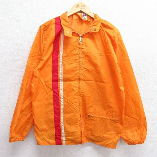 【50%OFF】M★古着 長袖 ビンテージ ナイロン ジャケット メンズ 70年代 70s オレンジ他 25feb06 中古 アウター ウインドブレーカー