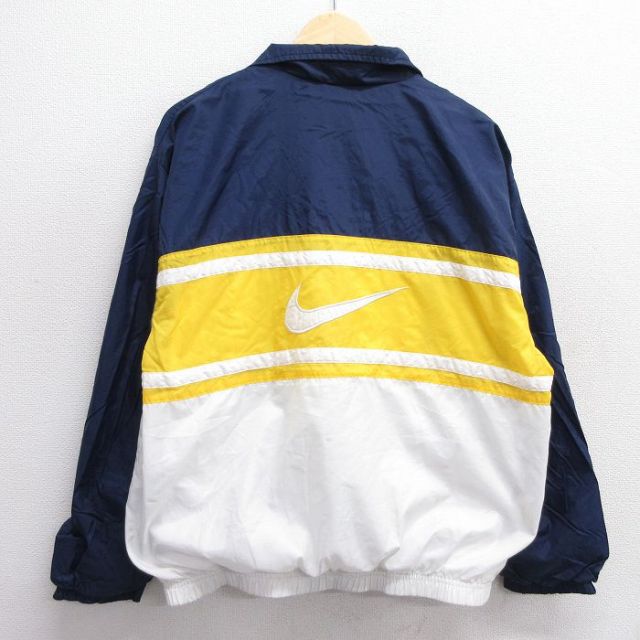 L★古着 ナイキ NIKE 長袖 ナイロン ジャケット メンズ 90年代 90s ビッグロゴ 白他 ホワイト 【spe】 25feb06 中古 アウター ウインドブレーカー