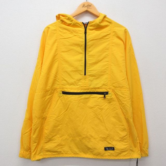 XL★古着 ウールリッチ WOOLRICH 長袖 ハーフジップ ナイロン ジャケット アノラック パーカー メンズ 90年代 90s ラグラン USA製 黄 イエロー 25feb06 中古 アウター ウインドブレーカー