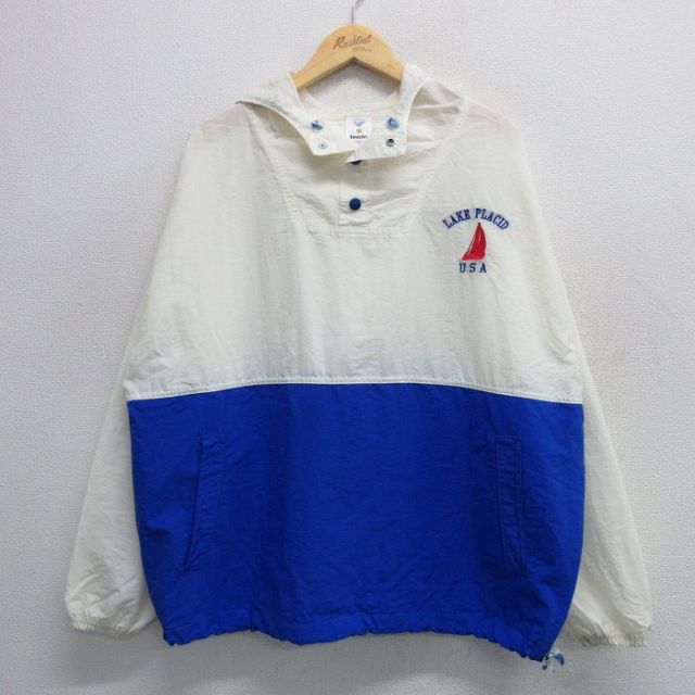 XL★古着 長袖 ナイロン ジャケット パーカー メンズ 80年代 80s ヨット USA製 白他 ホワイト 25feb12 中古 アウター ウインドブレーカー