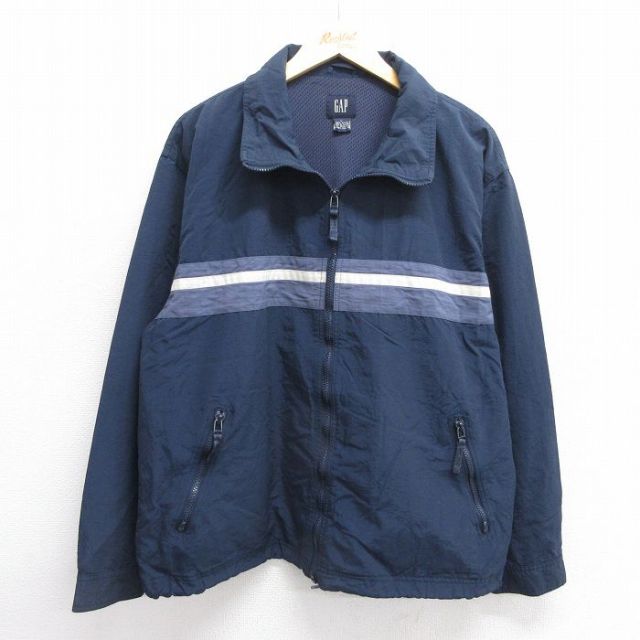 L★古着 ギャップ GAP 長袖 ナイロン ジャケット メンズ 00年代 00s 濃紺 ネイビー 内側メッシュ 25feb14 中古 アウター ウインドブレーカー