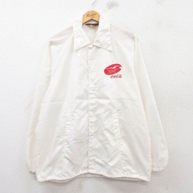 【20%OFF】L★古着 Dun brooke 長袖 ナイロン ジャケット メンズ 80年代 80s コカコーラ ラグラン USA製 白 ホワイト 25feb14 中古 アウター ウインドブレーカー