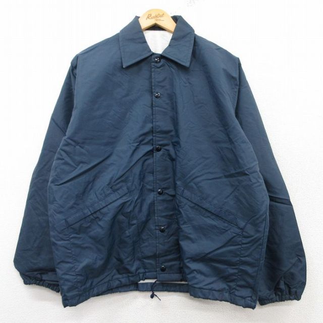 XL★古着 長袖 ナイロン ジャケット メンズ 80年代 80s USA製 紺 ネイビー 25feb15 中古 アウター ウインドブレーカー