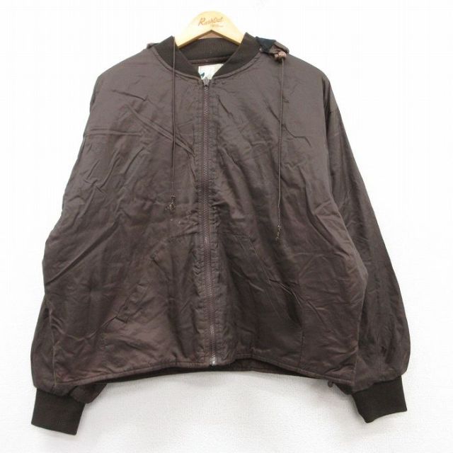 【20%OFF】XL★古着 10X 長袖 ナイロン ジャケット パーカー メンズ 00年代 00s 濃茶 ブラウン 25feb15 中古 アウター ウインドブレーカー