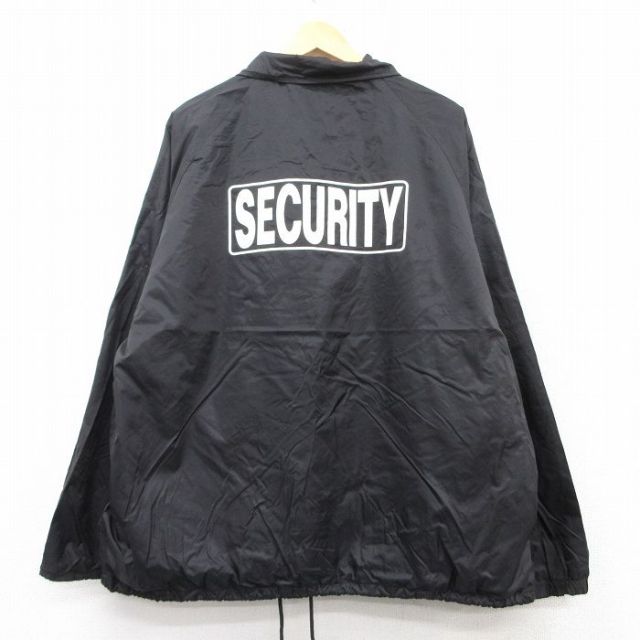 XL★古着 長袖 ナイロン ジャケット メンズ 90年代 90s セキュリティ 大きいサイズ ラグラン 黒 ブラック 【spe】 25feb15 中古 アウター ウインドブレーカー