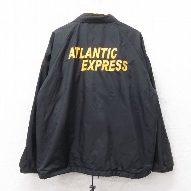 XL★古着 長袖 ナイロン ジャケット メンズ アトランティックエクスプレス 星条旗 ラグラン 黒 ブラック 25feb15 中古 アウター ウインドブレーカー
