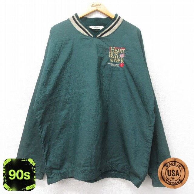 【50%OFF】90s ナイロンジャケット ハート グリーン XL | 古着