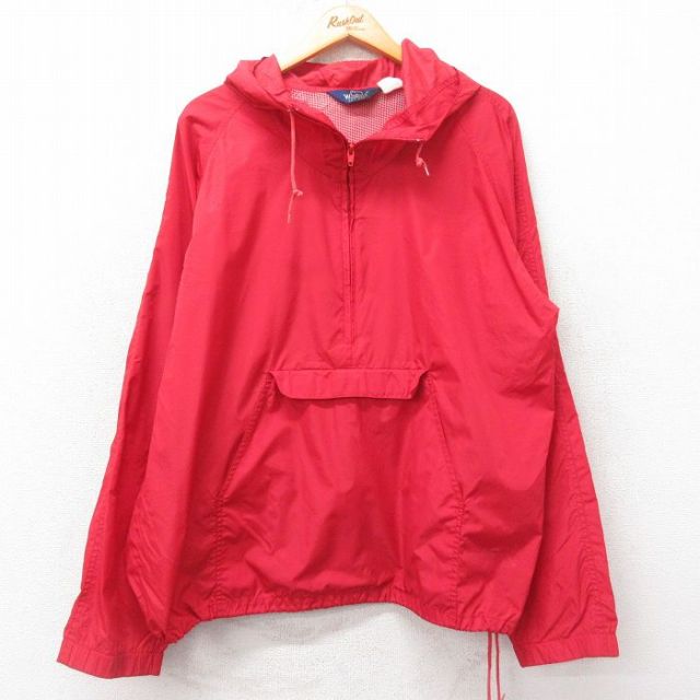 【20%OFF】XL★古着 ウールリッチ WOOLRICH 長袖 ナイロン ジャケット アノラック パーカー メンズ 90年代 90s ラグラン 赤 レッド 内側メッシュ 25feb15 中古 アウター ウインドブレーカー