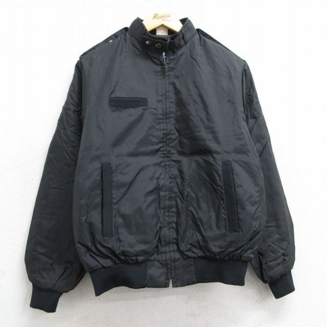 M★古着 長袖 ナイロン ジャケット メンズ 90年代 90s USA製 黒 ブラック 内側キルティング 25feb22 中古 アウター ウインドブレーカー