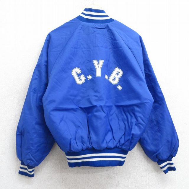 【50%OFF】L★古着 長袖 ナイロン ジャケット メンズ 80年代 80s CYB ラグラン USA製 青 ブルー 内側キルティング 25feb22 中古 アウター ウインドブレーカー