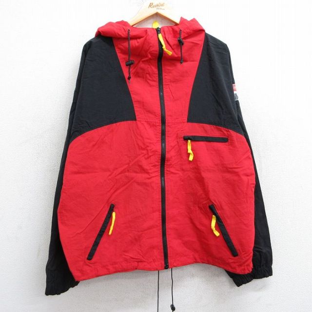 XL★古着 マルボロ 長袖 ナイロン ジャケット パーカー メンズ 90年代 90s 赤 レッド 【spe】 25feb22 中古 アウター ウインドブレーカー