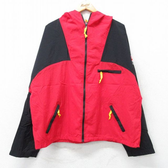 XL★古着 マルボロ 長袖 ナイロン ジャケット パーカー メンズ 90年代 90s ツートンカラー 赤他 レッド 【spe】 25feb25 中古 アウター ウインドブレーカー