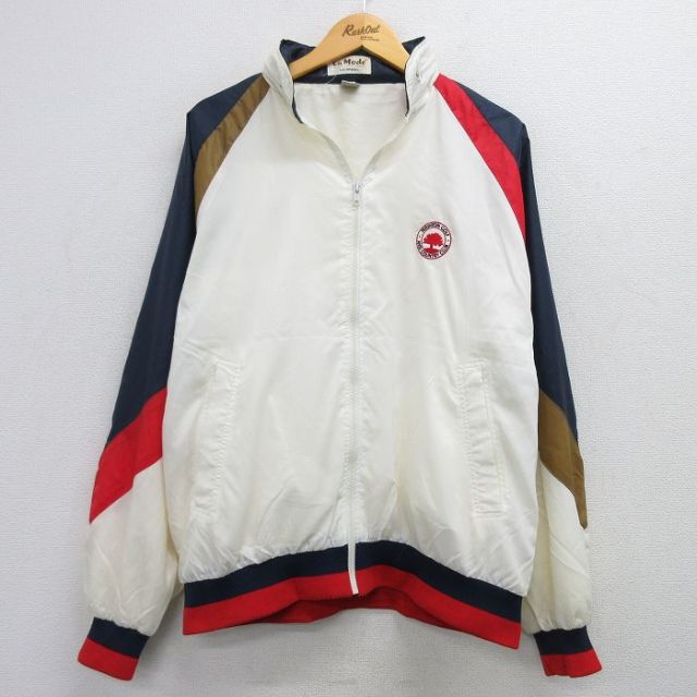 XL★古着 長袖 ナイロン ジャケット メンズ 90年代 90s ゴルフ USA製 白他 ホワイト 25feb25 中古 アウター ウインドブレーカー