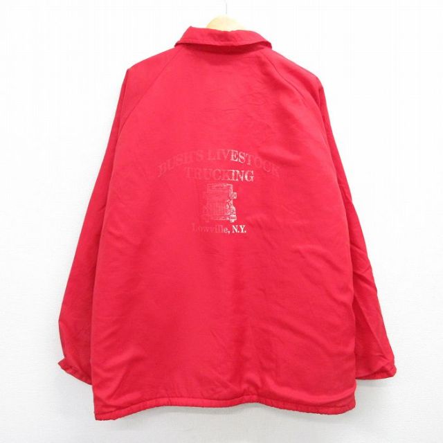 XL★古着 キングルイ 長袖 ナイロン ジャケット メンズ 80年代 80s トラック 大きいサイズ ラグラン USA製 赤 レッド 内側ボア 25feb25 中古 アウター ウインドブレーカー