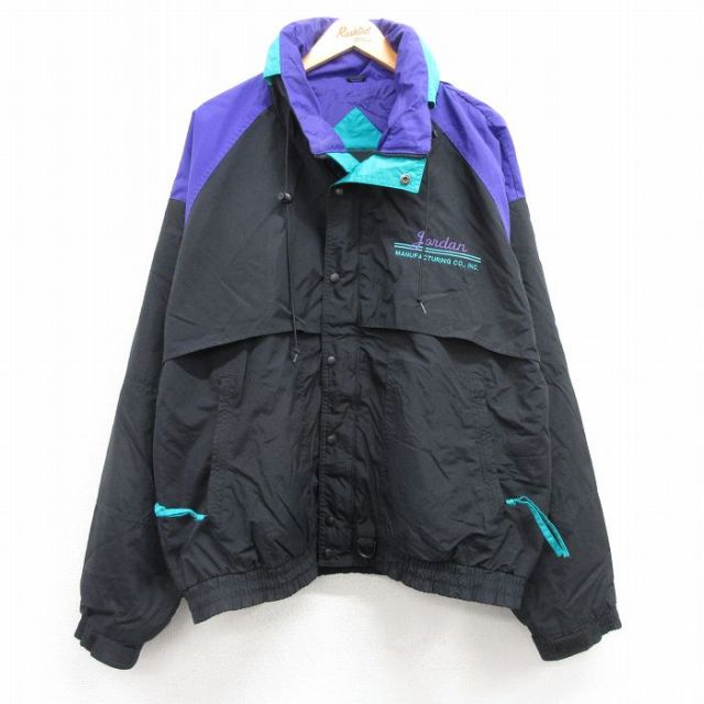 XL★古着 Dunbrook 長袖 ナイロン ジャケット メンズ 90年代 90s gandan 黒他 ブラック 25feb27 中古 アウター ウインドブレーカー