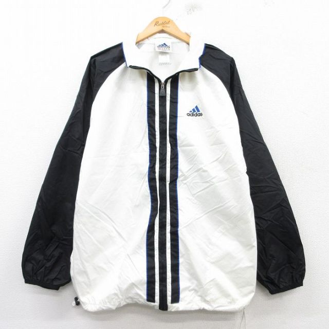 XL★古着 アディダス adidas 長袖 ナイロン ジャケット メンズ 90年代 90s ワンポイントロゴ 黒他 ブラック 内側メッシュ 25mar04 中古 アウター ウインドブレーカー