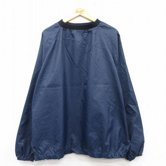 XL★古着 長袖 ナイロン ジャケット メンズ 80年代 80s 大きいサイズ クルーネック USA製 濃紺 ネイビー 【spe】 25mar14 中古 アウター ウインドブレーカー