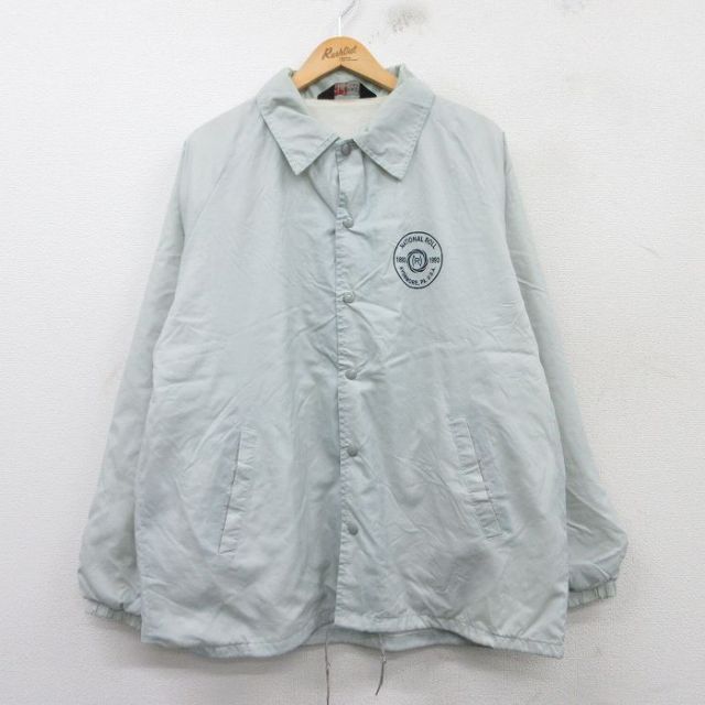 XL★古着 長袖 ナイロン ジャケット メンズ 90年代 90s NATIONAL ROLL ラグラン USA製 グレー 25mar14 中古 アウター ウインドブレーカー