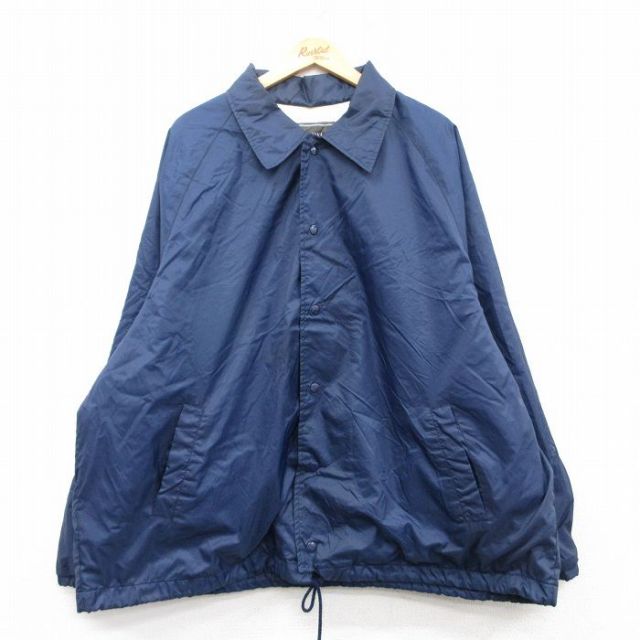 XL★古着 長袖 ナイロン ジャケット メンズ 90年代 90s ラグラン 大きいサイズ 濃紺 ネイビー 25mar14 中古 アウター ウインドブレーカー