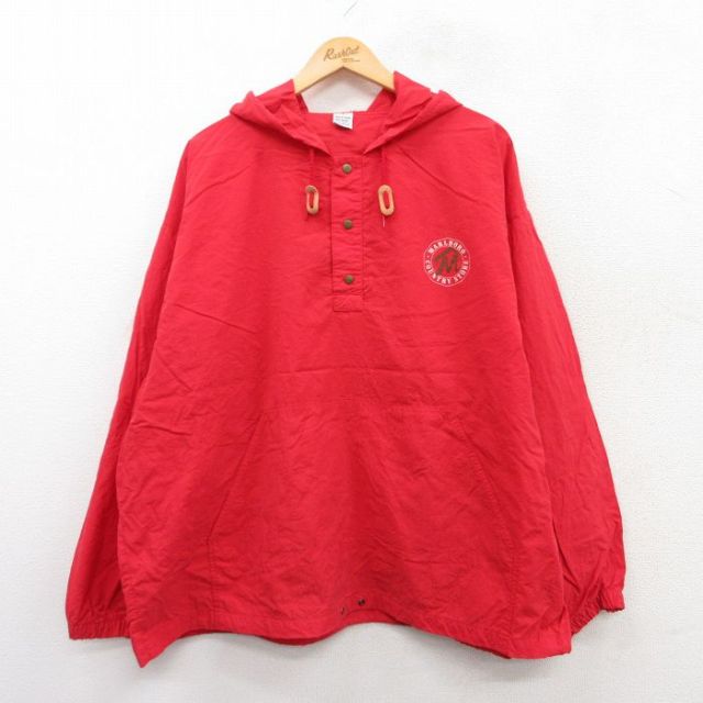 【50%OFF】XL★古着 マルボロ 長袖 ナイロン ジャケット パーカー メンズ 90年代 90s ワンポイントロゴ 大きいサイズ 赤 レッド 【spe】 25mar24 中古 アウター ウインドブレーカー