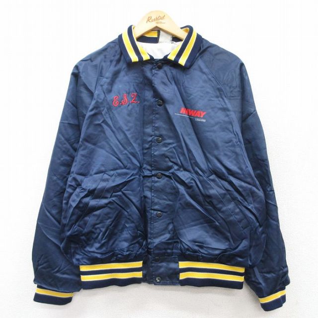 L★古着 ヒルトン 長袖 ナイロン ジャケット メンズ 90年代 90s INWAY ラグラン USA製 紺 ネイビー 25mar24 中古 アウター ウインドブレーカー