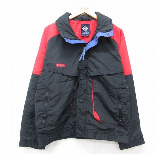 【50%OFF】M★古着 コロンビア COLUMBIA 長袖 ナイロン ジャケット メンズ 90年代 90s Powder Keg ラグラン 黒他 ブラック 25mar27 中古 アウター ウインドブレーカー
