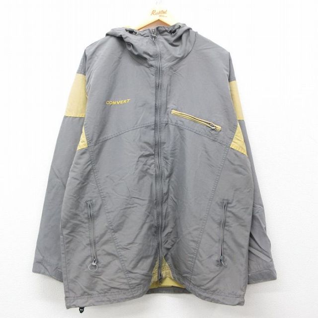 XL★古着 コロンビア COLUMBIA 長袖 ナイロン ジャケット パーカー メンズ 90年代 90s CONVERT グレー他 【spe】 25mar27 中古 アウター ウインドブレーカー