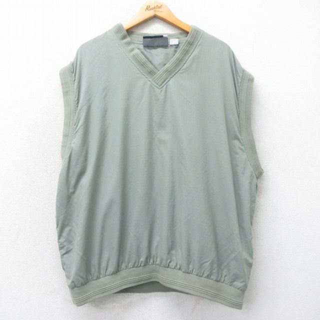 XL★古着 リーボック REEBOK ナイロン ベスト メンズ 大きいサイズ Vネック 緑系 グリーン 25apr12 中古 アウター ウインドブレーカー