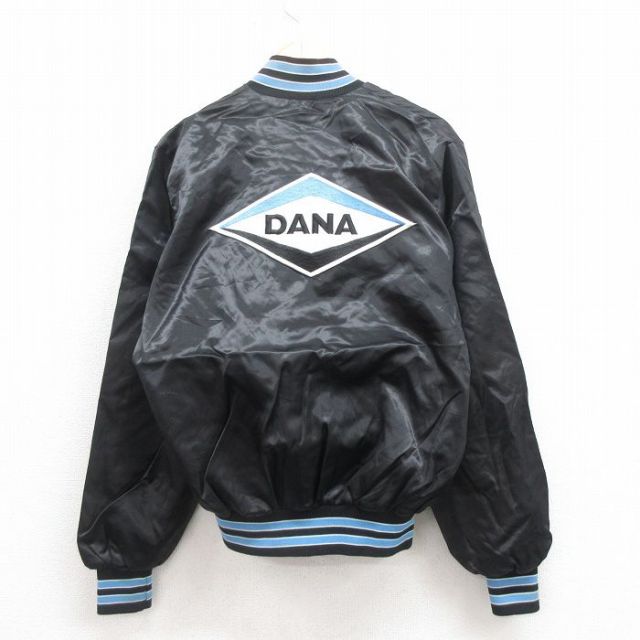 M★古着 長袖 ナイロン ジャケット メンズ 80年代 80s DANA 刺繍 USA製 黒 ブラック 25aug30 中古 アウター ウインドブレーカー
