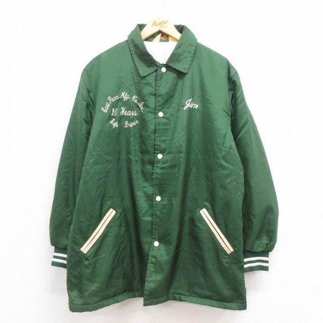 XL★古着 長袖 ナイロン ジャケット メンズ 80年代 80s USA製 緑他 グリーン 内側キルティング 25sep04 中古 アウター ウインドブレーカー