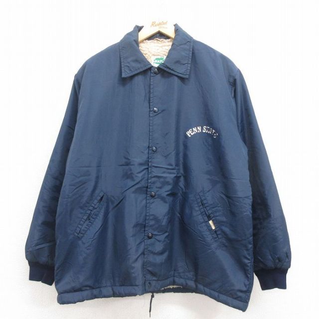 L★古着 長袖 ナイロン ジャケット メンズ 80年代 80s PENN USA製 紺 ネイビー 内側ボア 25sep04 中古 アウター ウインドブレーカー