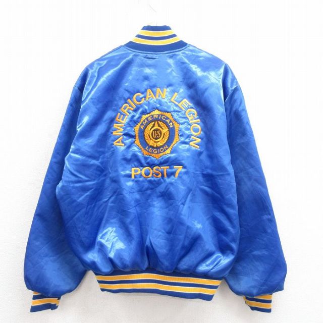 XL★古着 長袖 ナイロン ジャケット メンズ 80年代 80s LEGION 刺繍 大きいサイズ USA製 青 ブルー 内側キルティング 25sep04 中古 アウター ウインドブレーカー