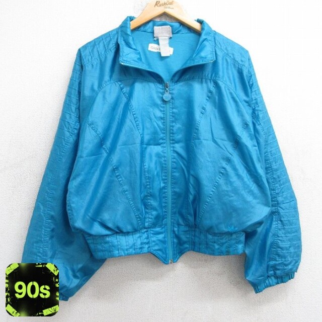 【50%OFF】アディダス 90s ナイロンジャケット ワンポイントロゴ ライトブルー S | 古着